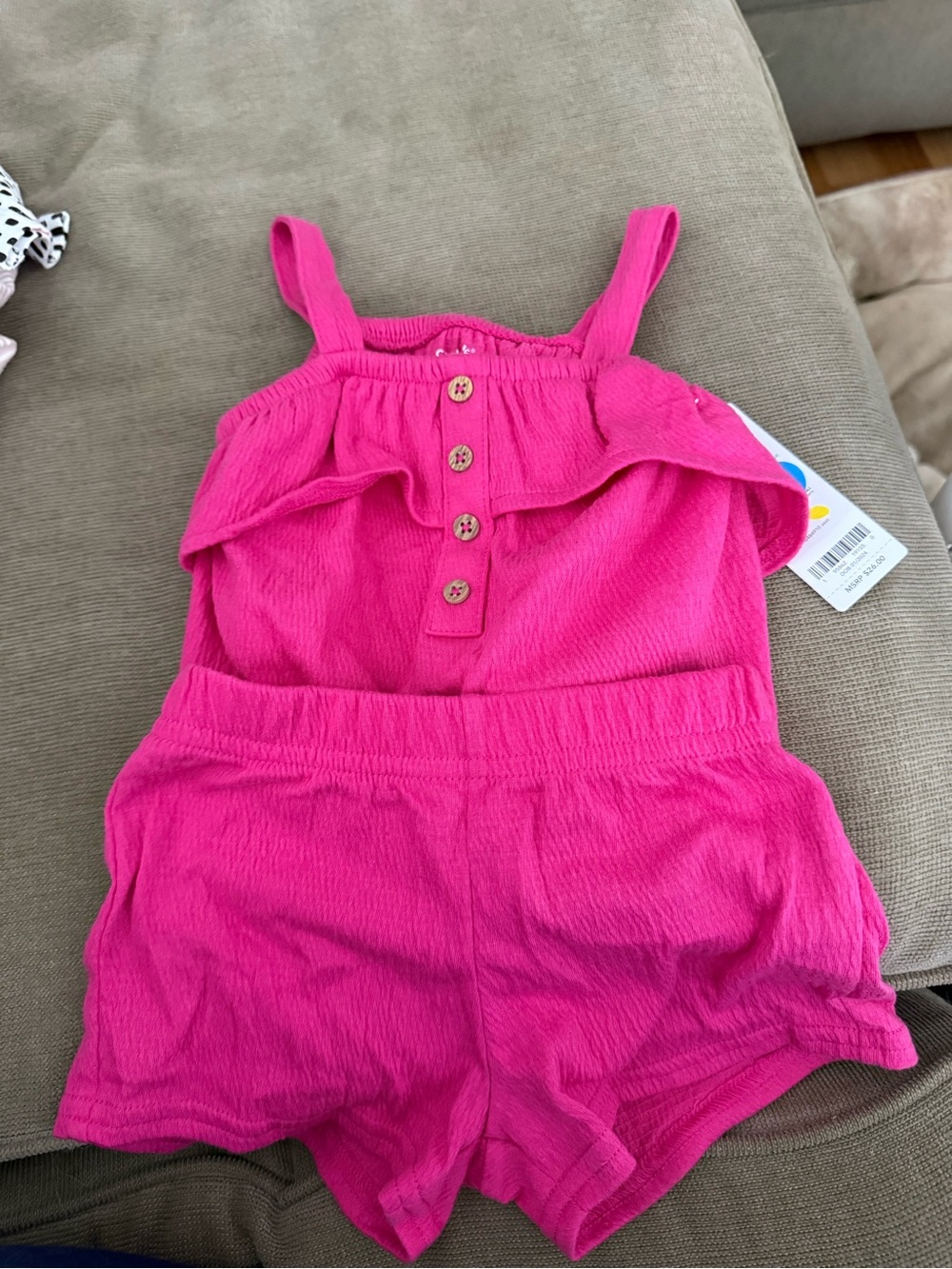 Carters Hot Pink Sleeveless Romper with Button Front